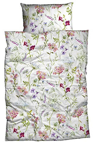 Traumschlaf Satin Bettwäsche Florenz im Blumenmuster aus 100% Baumwolle mit Reißverschluss 135x200 cm + 80x80 cm