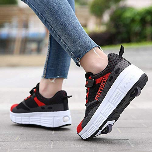 Kinder Schuhe mit Rollen, Skateboardschuhe mit Rollen, Light Rollschuhe Wheels, Sportschuhe Skateboard Outdoor Gymnastik Turnschuhe, für Kinder Mädchen Junge Erwachsene (Color : 2, Size : 40)