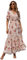 R.Vivimos Abito Boho Estivo Donna Abito Sexy Scollo a V Bottoni Manica Corta Vestito Elegante con Volant Orlo Abito Lungo Maxi da Spiaggia Casual per Le Vacanze(M,Bianco Rosa)