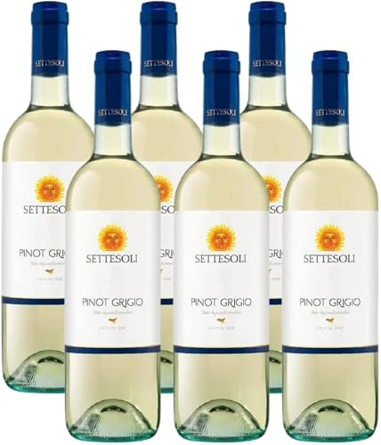 Settesoli Pinot Grigio Terre Siciliane IGT Weißwein, 6x 0.75l | Frisch, Aus Sizilien, Mediterraner Charakter, 12 Prozent Volumen