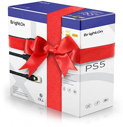 BrightOn Pacchetto cavo ottimizzato compatibile con PS5, cavo 8K HDMI 2.1 HDR nero 8K a 60Hz/4K a 120Hz, cavo Ethernet CAT 7 ad alta velocità | Cavo nero di ricarica rapida (da USB A a USB C) (cavi da