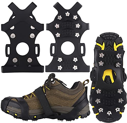 WINLINE Spikes für Schuhe, Schuhspikes, Schuhkrallen Steigeisen für Schuhe im Winter Rutschfestes, langlebiges Material aus Edelstahl und Winter Outdoor Sports Klettern (Schwarz, XL)