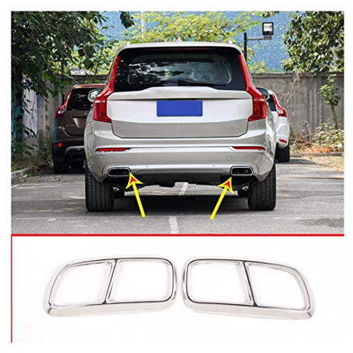 MYDH Auspuffblenden Für Volvo XC90 2015-2019 Edelstahl-Rohrhals-Abgasausgänge Tailrahmen-Abdeckung Trim-Schalldämpferabdeckung Auspuff Endrohr