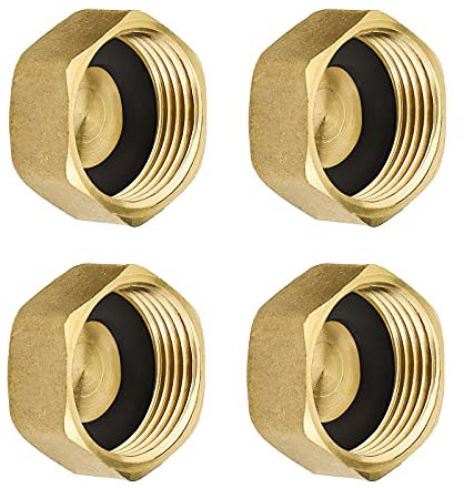 eMagTech 4pcs 3/4 Tappi per tubi in Ottone Lavatrice Otturatore Dado & Rondella Connettori per Tubi