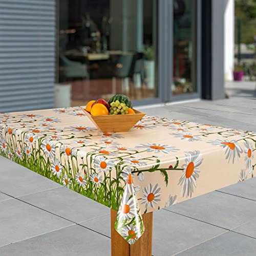 laro Wachstuch-Tischdecke Abwaschbar Garten-Tischdecke Wachstischdecke PVC Plastik-Tischdecken Eckig Meterware Wasserabweisend Abwischbar, Muster:Blume Margarita, Größe:90x100