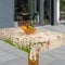 laro Wachstuch-Tischdecke Abwaschbar Garten-Tischdecke Wachstischdecke PVC Plastik-Tischdecken Eckig Meterware Wasserabweisend Abwischbar, Muster:Blume Margarita, Größe:90x100