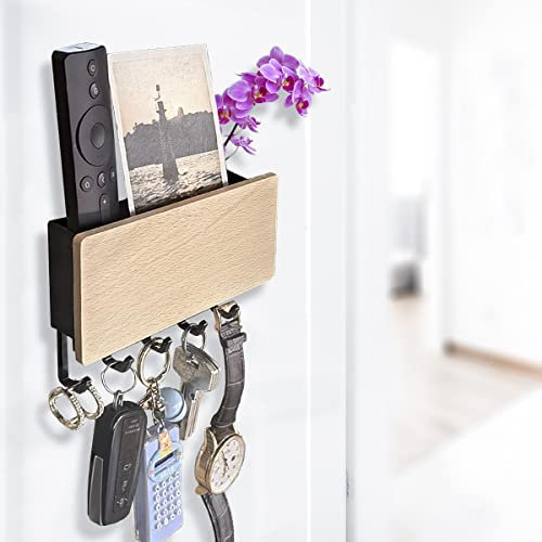 Echehi Porte Cléf Mural à 5 Crochets, Faciles à Installer, Petit Accroche Clé Mural, Porte Manteau, Porte Courrier, Adapté aux Zones D'entrée at Derrière Les Portes, Noir