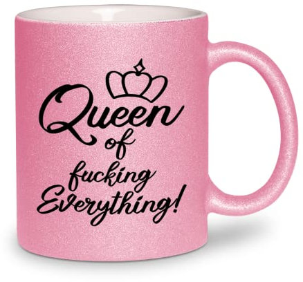 glitzertassen.de® | Queen of fucking everything | Tasse mit Glitzer | Geschenkidee | Rosé