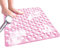 Venuso Square Shower Mats Non Slip Anti Mould, 43 x 75 cm Rubber Anti Slip Bath Mat with Drain Holes, Machine Washable, Pink