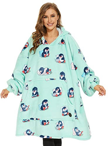 THREE POODLE Decken Hoodie, Oversize Hoodie Decken Pullover Kuschelpullover für Damen Herren Kinder, Warm und Weiches Futter, Übergroßer Hoodie Sherpa-Decke, Verschiedene Muster Verfügbar