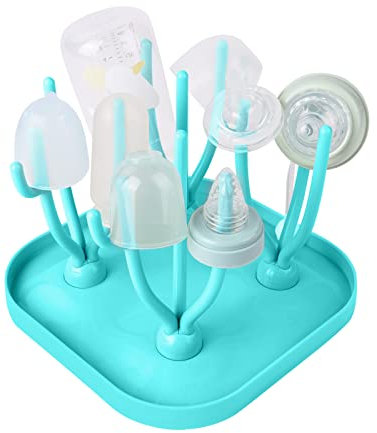 Vicloon Trockenständer Babyflaschen, Trockenständer für Babyflaschen mit Abtropfschale, BPA frei Zubehör zum Trocknen von Babyflaschensaugern - Blau