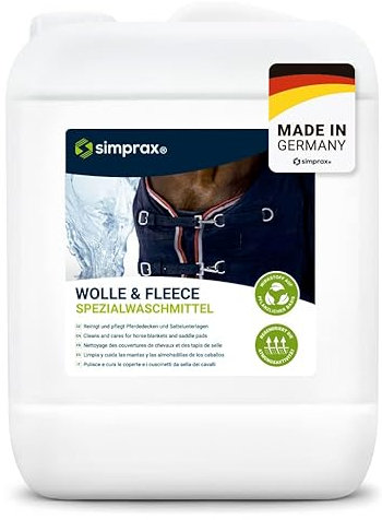 simprax® Pferdedecken Waschmittel als Vorbereitung für wirkungsvolle Imprägnierung I erneuert Atmungsaktivität, Effektiv gegen Schmutz für Sattelunterlagen, Synthetik & Baumwollendecken, OEKO