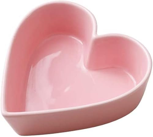SERPEN Simpatica ciotola in ceramica rosa a forma di cuore, stile romantico, adatta al microonde e al forno, perfetta per snack, dessert, frutta, banchetti