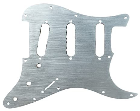 CAZARU Schlagbrett aus silberfarbenem Aluminium, eloxiert, Metall, 11 Löcher, E-Gitarren-Pickguard, Kratzplatte