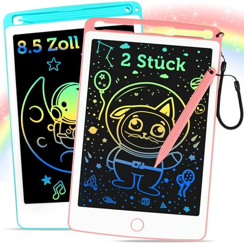 Richgv 2 Stück Zaubertafel 8,5 Zoll, LCD Schreibtafel Spielzeug ab 1 2 3 4 5 6 Jahre alt Junge Mädchen, Maltafel Zaubertafel Kinder, Löschbarem Handschrift Block