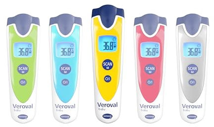 Veroval baby Infrarot-Thermometer Gelb, Berührungslose und Geräuschlose Messung, Körpertemperatur, Objekttemperatur, Umgebungstemperatur, schnelle Messung, einfache Handhabung