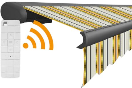 Arilco Elektrische Vollkassettenmarkise Kassettenmarkise Gelenkarmmarkise Markise Sonnenmarkise Sonnenschutz in vielen Farben und Größen wählbar in der Kassettenfarbe Anthrazit (4,5x3m Anis)