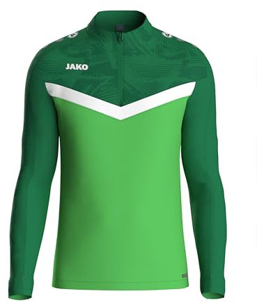 JAKO Ziptop Herren und Damen Iconic Gr. L Soft Green/Sportgrün - Atmungsaktives Unisex Sport Sweatshirt mit Keep Dry Funktion und wärmender, weicher Fleece-Innenseite