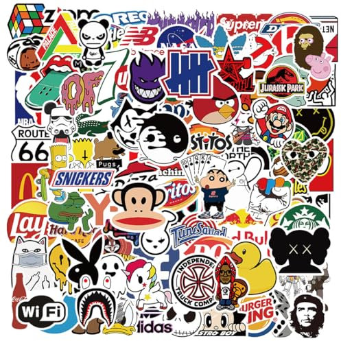 Graffiti Style Aufkleber Deko,100 Stück Wasserdicht Cartoon Sticker,Cartoon Decals Vinylaufkleber,für Skateboard Koffer Helm Motorrad Auto Fahrrad Computer, Geschenk für Jugendliche Erwachsene