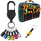 Navaris Drill Bit Holder Set with Retractable Carabiner - for All 1/4 Shank Power Tools - Easy One-Handed Operation - Impact Driver Screwdriver Hex Bits Extension