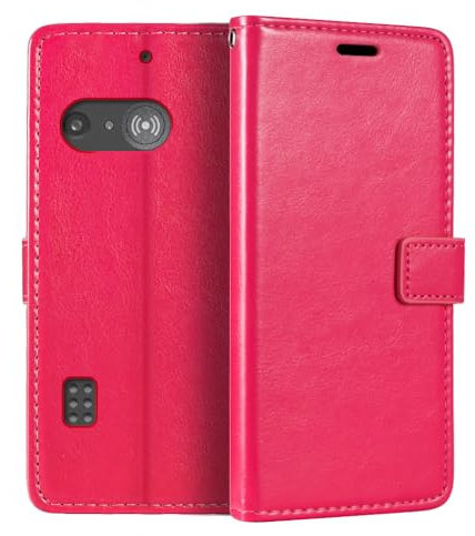 PU Leather Phone Wallet Case Compatible with Doro 1880 4G, Magnetic Flip Cover with Card Slots, Full Protection and Stand Function (Rose Red)