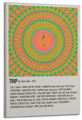 TRXU JHENÉ Poster AIKO TRIP 2017, Albumcover, Musikposter für Schlafzimmer, ästhetisches Poster, dekorative Malerei, Leinwand, Wandkunst, Wohnzimmer, Poster, Schlafzimmer, Gemälde, 40 x 60 cm,