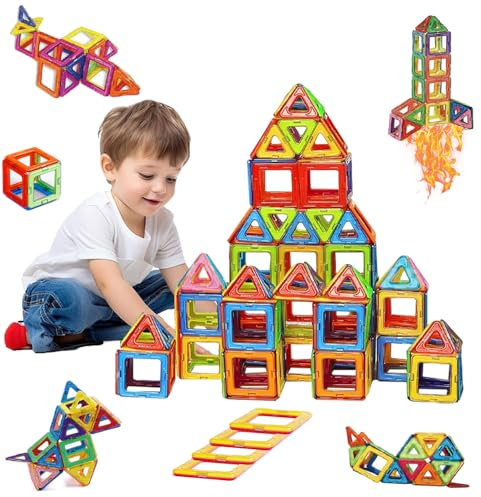SAKOTE Magnetische Bausteine,Magnetspielzeug Magneten Kinder Magnet Spielzeug,Frühe Bildungsbau Magnetfliesen Gebäude Set Geschenk für Kinder ab 3 4 5 6 7 8 Jahre