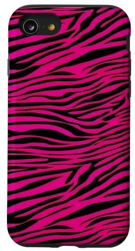 Trendiges rosa & schwarzes Tiermuster Zebra Y2K Muster Hülle für iPhone SE (2020) / 7 / 8