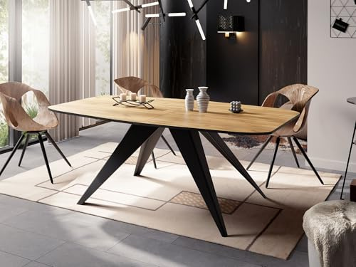 WFL GROUP Ausziehbarer Esstisch im Loft-Stil - Industrieller Tisch mit Schwarzen Metallbeinen - Modernes Design für Wohnzimmer - 160 cm Ausziehbar auf 200 cm - Craft Eiche