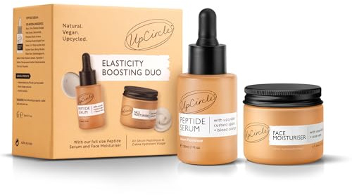 UpCircle Elasticity Boosting Duo – Peptide Serum and Face Moisturiser Duo – Niacinamide, Tripeptide + Aloe Vera – Boosts collagen + elasticity - Vegan + Cruelty-Free