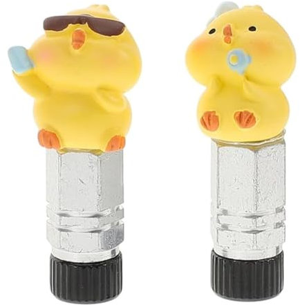 GXGM Reifen Charakter, Ventil Schaft Kappe, waschbare Ventilkappen aus Silikon, korrosionsbeständig, universelle Stielabdeckungen für Fahrräder, Autos und Motorräder, Kleines Gelbes Huhn, 2 Stück