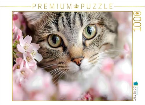 CALVENDO Puzzle Wunderschöne Tigerkatze im Frühling | 1000 Teile Lege-Größe 64 x 48 cm Foto-Puzzle für glückliche Stunden