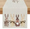 Tischläufer Modern 40x140 Ostern Hase Tischläufer Leinen Streifen Beige Läufer Tisch Retro Platzsets Creme Table Runner Saisonnal Küche Tisch Dekoration Drinnen Urlaub Party Dekor