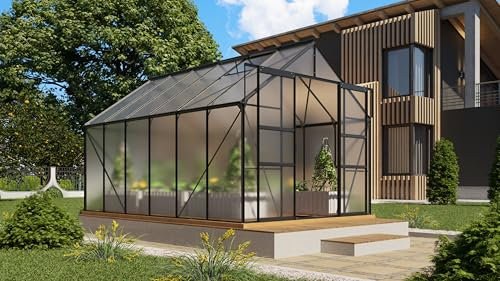 Vitavia Gewächshaus Mars 9900, schwarz, 9,9 m², 4 mm HKP | Wetterfestes & stabiles Treibhaus | Perfekt für Gemüse & Pflanzen | Robust & langlebig