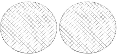 sourcing map Lot de 2 grilles de cuisson rondes, diamètre 26,4 cm, grille de barbecue en acier inoxydable, grille de barbecue à fil croisé pour la cuisson, la friteuse à air, argent