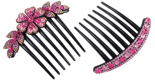 SHERCHPRY 2 Pezzi Pettine per con Rosa Forcella e Mollette Eleganti per Donne e Ragazze Accessorio Versatile per Acconciature e Look Unici