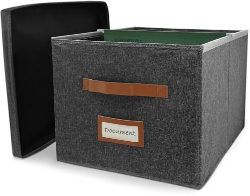 Amazing Tour File Organiser Box with Lid, Suspension Files Boxs, PVC Filing Boxes, A4 Box Suitable for Home and Office Black