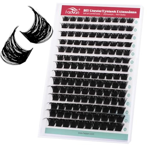 FADVAN 280pcs Extension Ciglia Finte Ciuffetti Volume 200D D Curl 8-16mm | Extension Ciglia Fai Da Te,Lash Clusters Effetto Volume,Festa