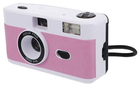 Gatuida Retro aus langlebigem Material mit eingebautem Blitz wiederverwendbar Vintage Design batteriefrei in Weiß Rosa und Violett für Fotografie Enthusiasten und Geschenkideen