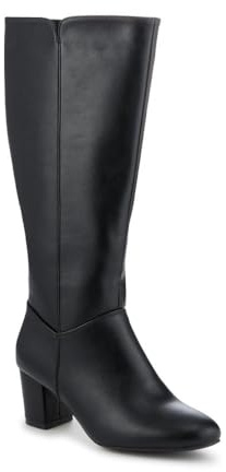 Pavers Smart Block Heel Long Boots With Inside Zip - Black Size 4