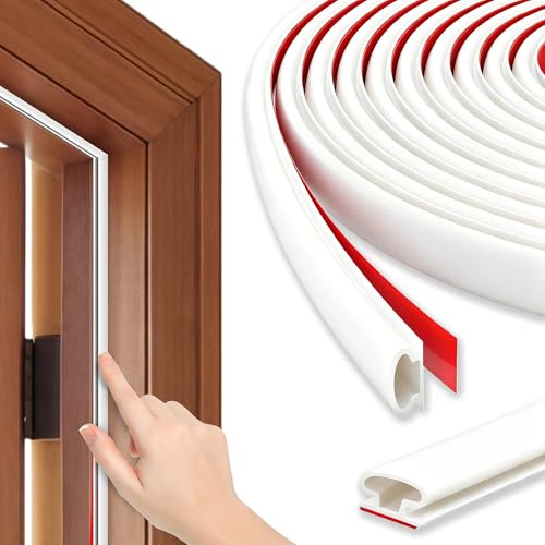 Xahpower 6M Türdichtung Dichtungsband Selbstklebend, Fensterdichtung, Lärmschutz, Wasserdicht, Winddicht, Gummidichtung Selbstklebend für Haustür, Fenster (Weiß)