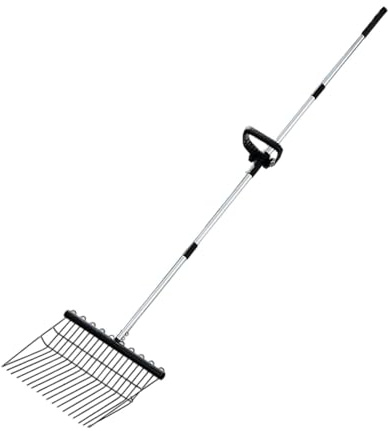 Rastrello A Mano Strumento Da Giardino, Strumento Rastrellatura Regolabile Acchiatore Per Concimi Gallina, Rastrello Per Giardino Con Manico Lungo Per Giardinaggio Arbusti Detriti Aghi Di