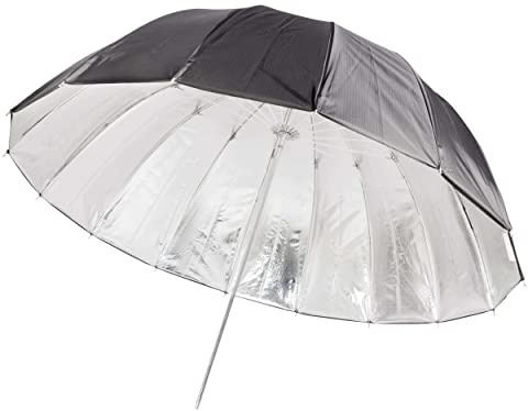 Pixapro Deep Parabolic Umbrella 130cm Black/Silver Studio Photo Brolly Photography Lighting Bounce Softbox Reflective Flash Professional Studio Light Modifier (130cm, Black/Silver)