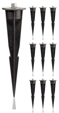 ledscom.de 10 piezas pincho de tierra para jardín, para luces de jardín, negro, 17cm, 45mm Ø