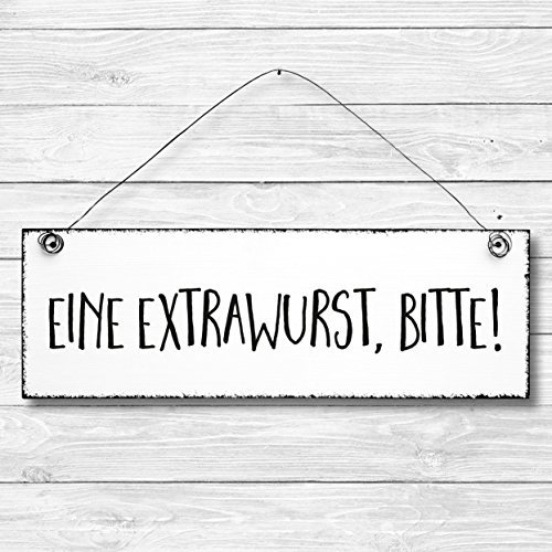 Eine Extrawurst bitte - Dekoschild Türschild Wandschild Holz Deko Schild 10x30cm Holzdeko Holzbild Deko Schild Geschenk Mitbringsel Geburtstag Hochzeit Weihnachten