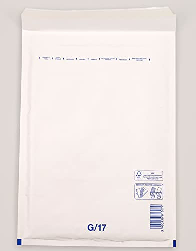 100 Stück Luftpolsterumschläge Luftpolstertaschen Versandtaschen Gr. G7 / DIN A4+/C4 (250 x 350 mm außen) Farbe weiß