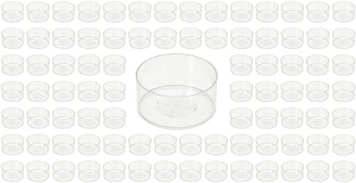 100 Kunststoffhüllen für Teelichter | Teelichthalter Kunststoff | rund & transparent | ideal für handgefertigte Teelichter | 100 Stück