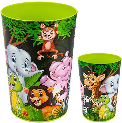 alles-meine.de GmbH 3 in 1 - Trinkbecher/Zahnputzbecher/Malbecher - Becher - lustige Zootiere - 300 ml - BPA frei - Trinkglas - Kunststoff Plastik - Kinder - Baby Mädchen - T..