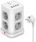 JSVER Multipresa Verticale 8 Prese(3680W/16A) con 4 USB, Ciabatta Multipresa USB 8 Prese(a due spine) Sovraccarico e di Sovratensione per Ufficio o Casa, Cavo 2 m Bianco