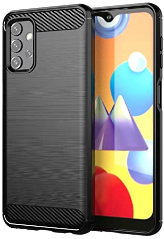 Cadorabo Hülle kompatibel mit Samsung Galaxy A32 5G Schutzhülle TPU Silikon Case Karbon Optik Slim Kratzfest Weiche Gummi mit Rundumschutz Case Hülle für Galaxy A32 5G in Schwarz